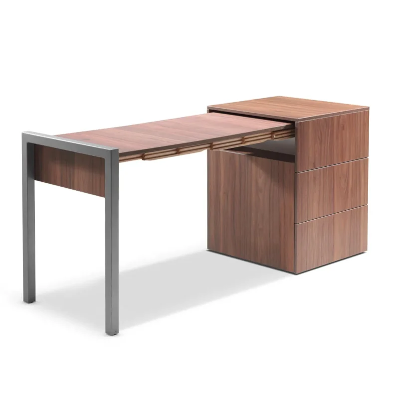 alwin s space saving extendable walnut table with drawers