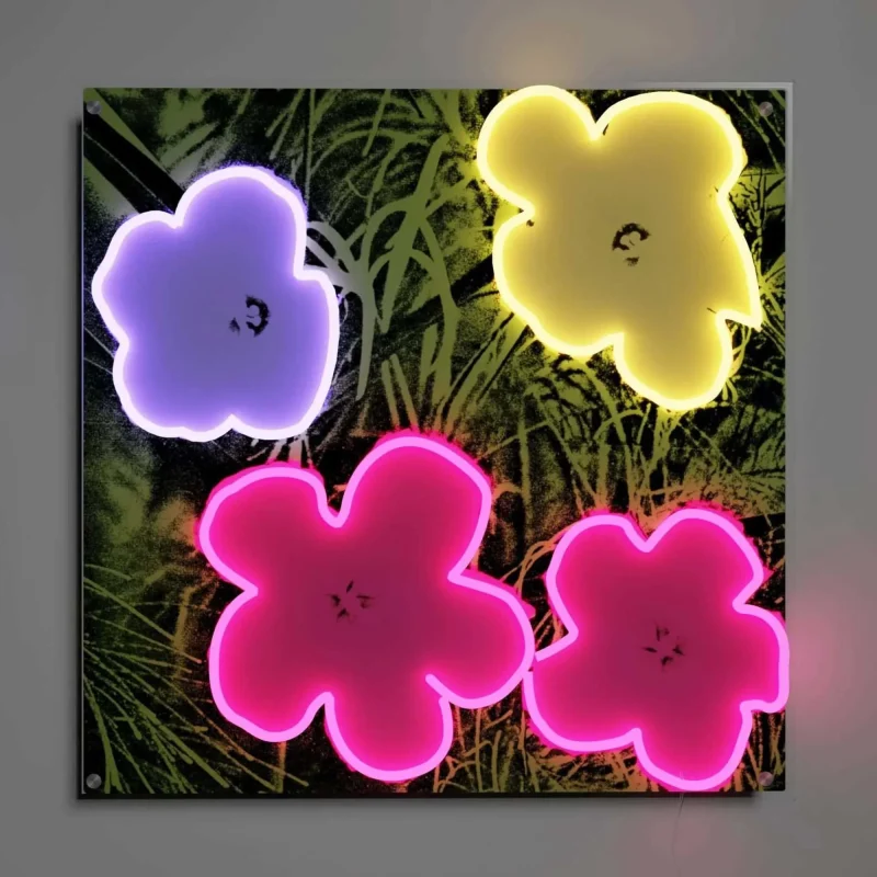 andy warhol yellowpop flowers neon led wall sign