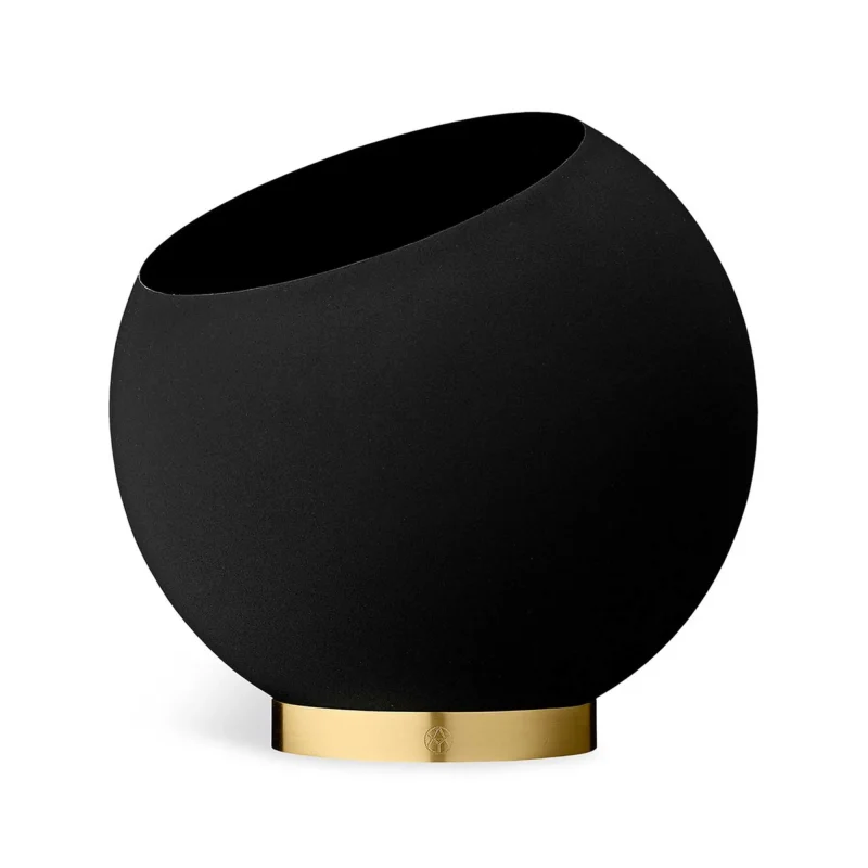 aytm globe black ceramic flowerpot 30cm