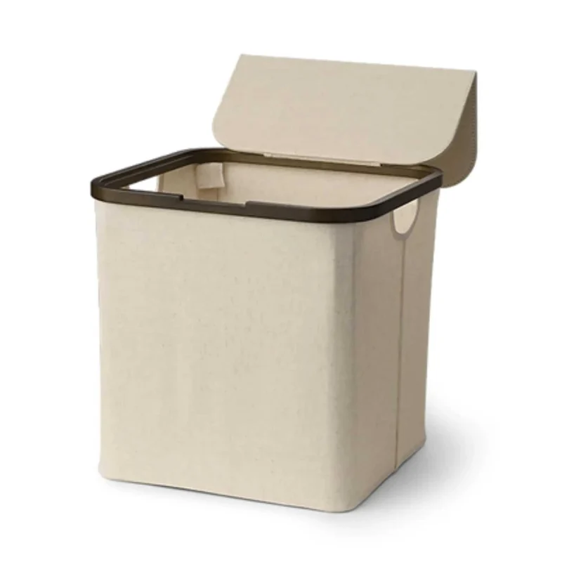 compact beige brown square storage box with lid