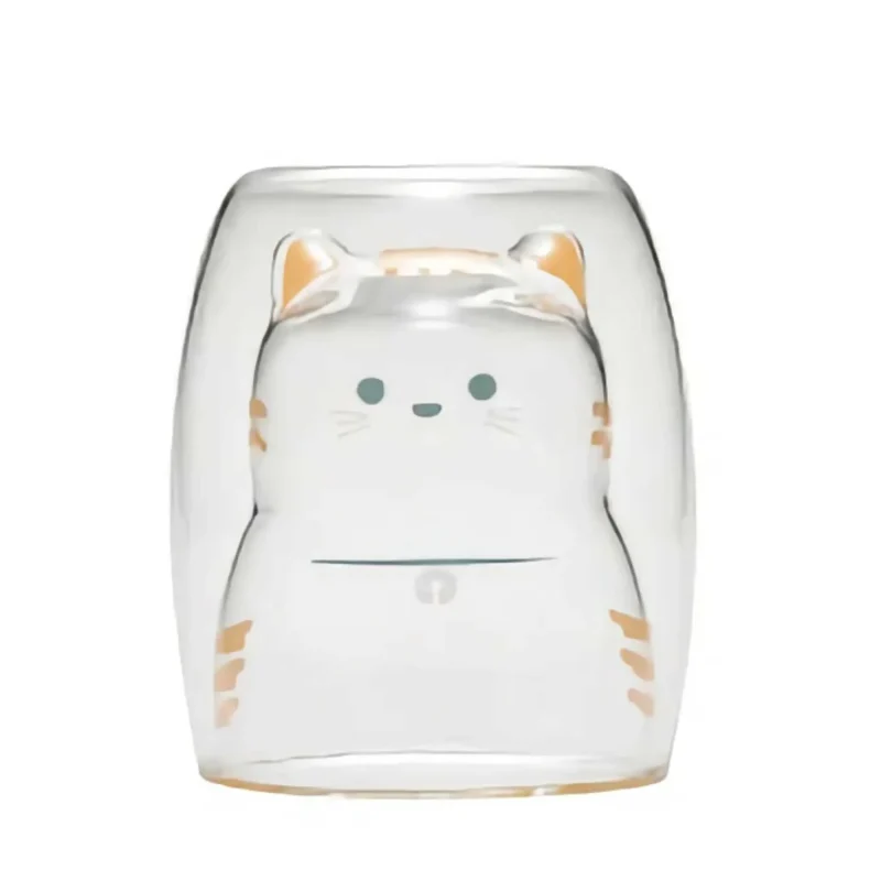 double wall glass tumbler for cats heatrt f orangeears edition