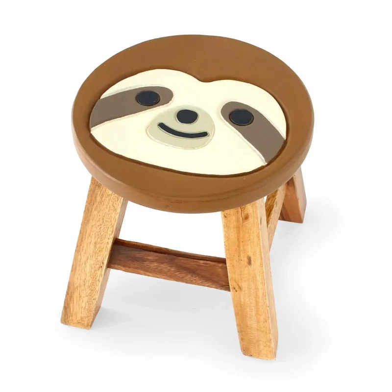 eco friendly acacia wood sloth stool compact design