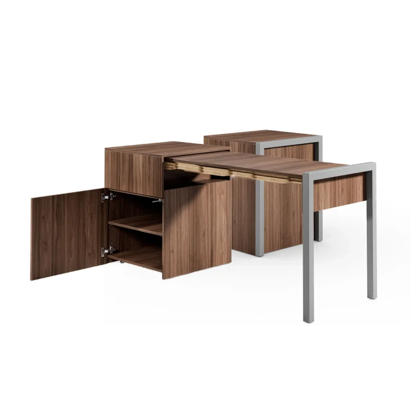 extendable walnut dining table with door alwin s space