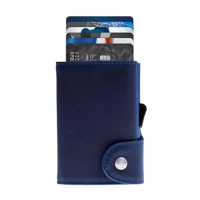 indigo italian leather rfid blocking card wallet