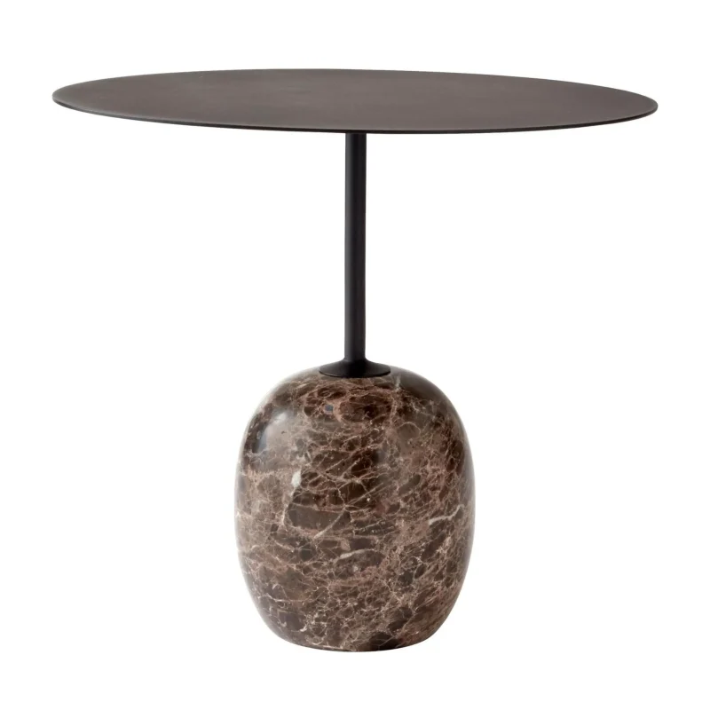 ln9 lato oval side table warm black emparador marble