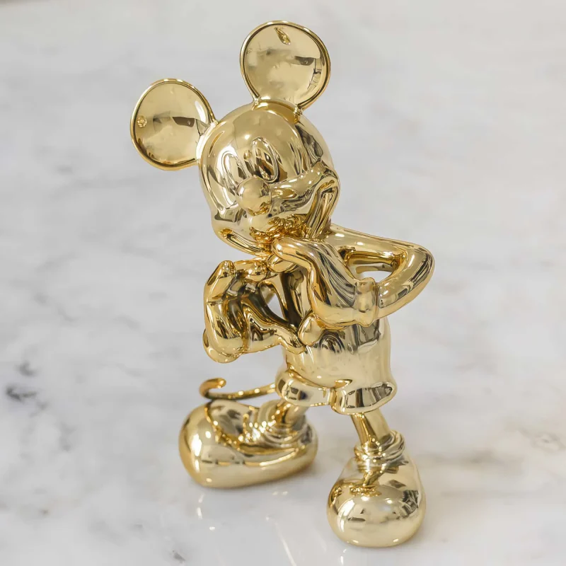 mickey with love xs chrome gold figurine 13cm limited edition