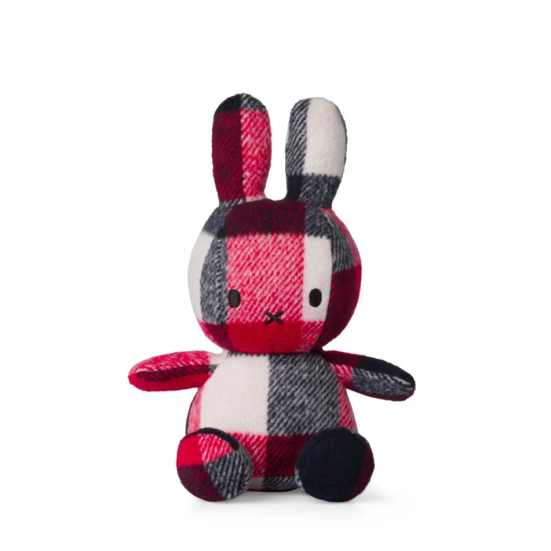 miffy sitting soft toy 23cm check red blue