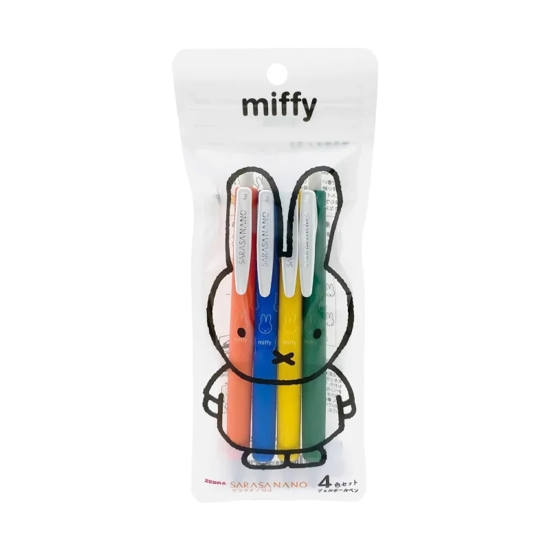 miffy x zebra sarasa nano 4 color pen set 4 pack