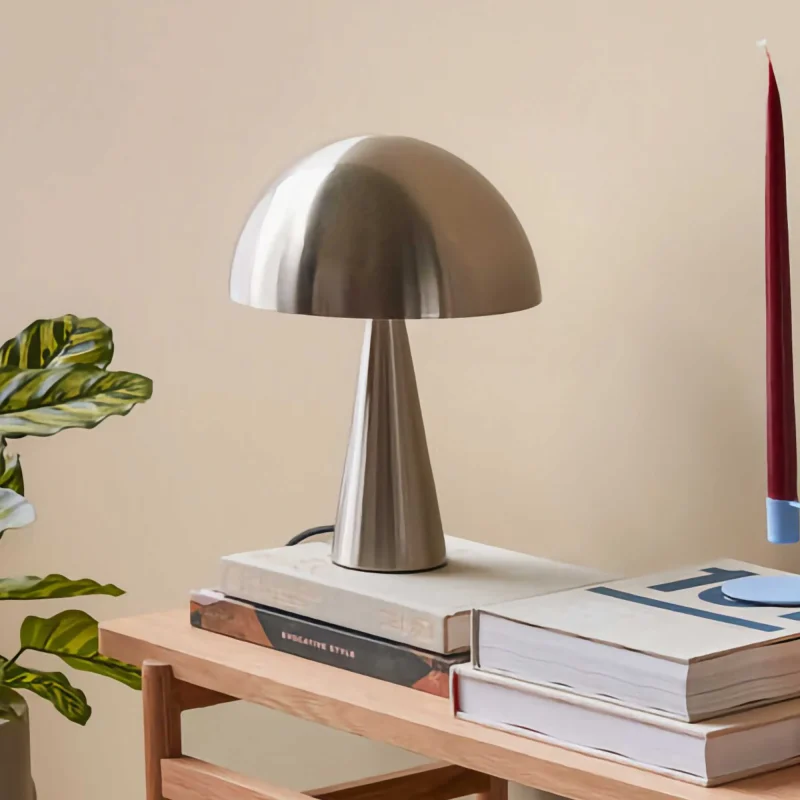 mini mush table lamp in nickel finish