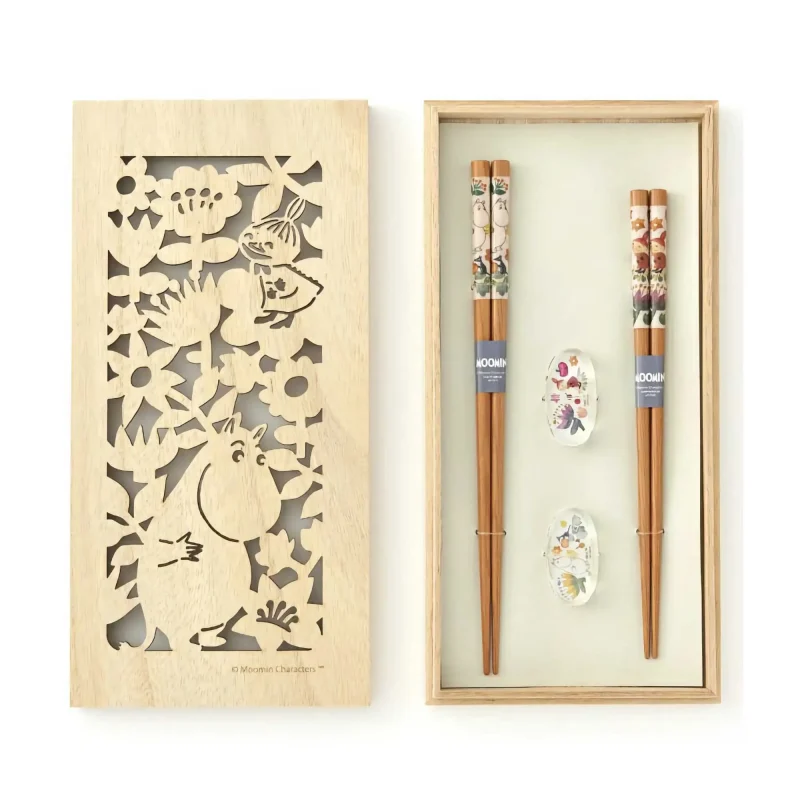 moomin herbarium chopsticks set in wooden box gift pair