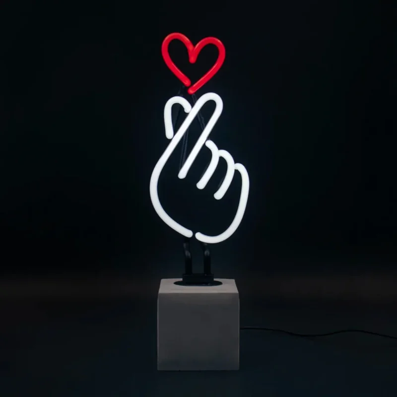 neon heart finger table lamp by locomocean