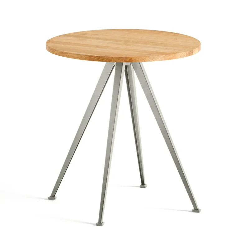 oak beige pyramid cafe table 70cm diameter clear lacquered finish