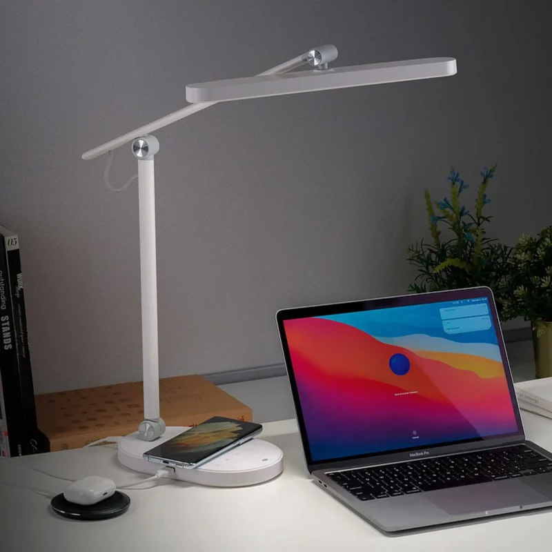 q led2 white desk lamp with fast wireless charger