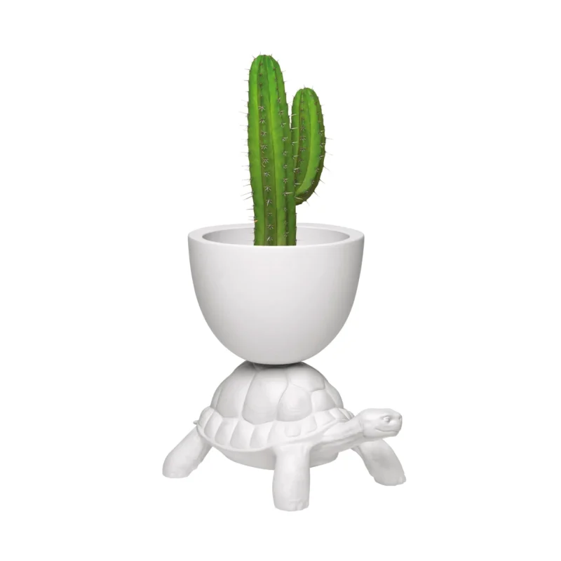 qeeboo turtle carry white outdoor planter