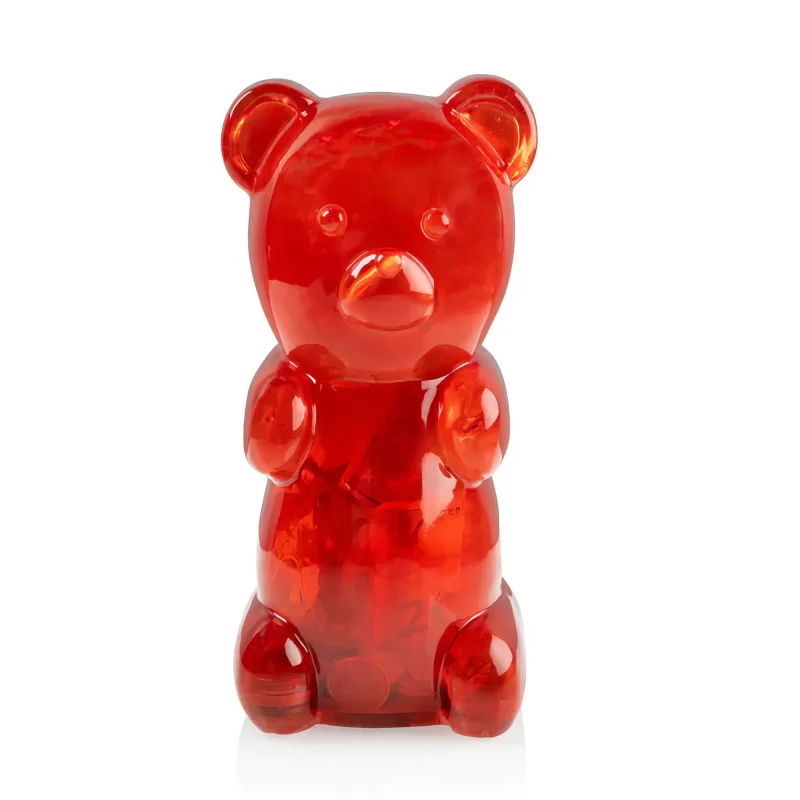 red candy bear money bank bitten design