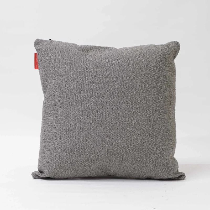 refurbished dapper square cushion in boucl ash grey