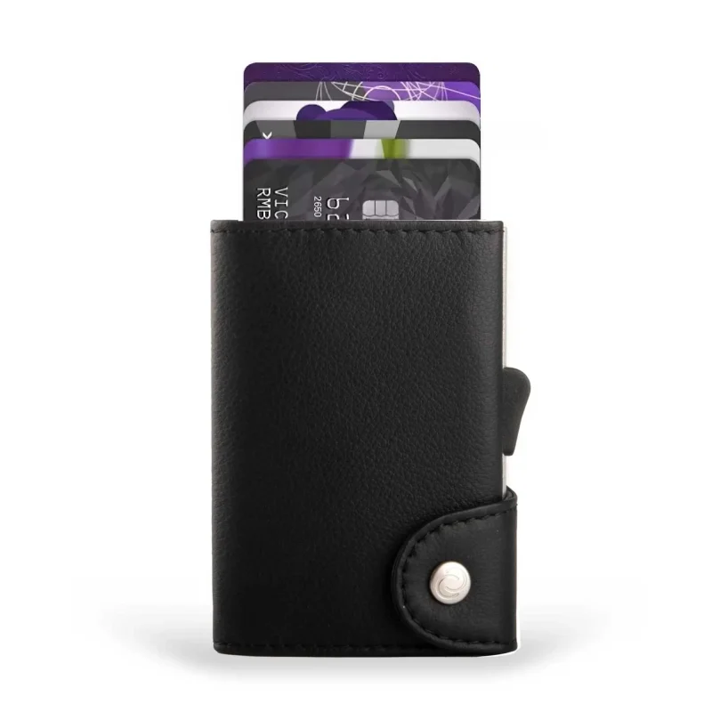 rfid blocking leather card wallet black