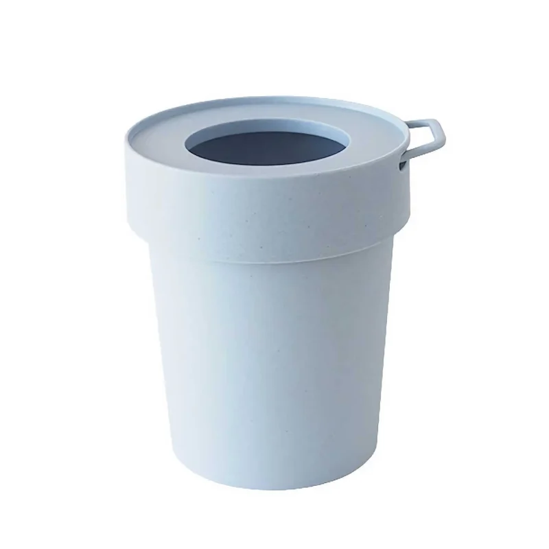 smokey blue 5l hachiman tap trash bin with lid