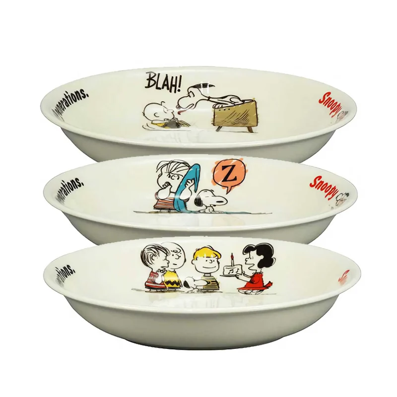 snoopy peanuts trio pasta plates set