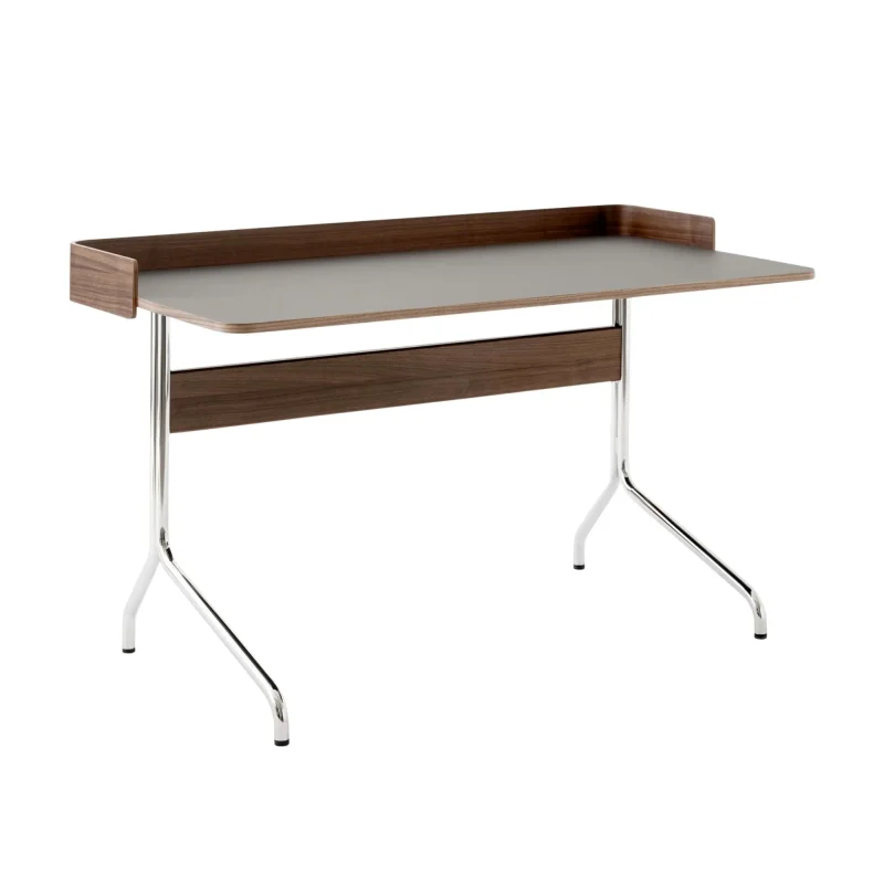 tradition av17 pavilion desk iron walnut chrome w132 x d66 x h81cm