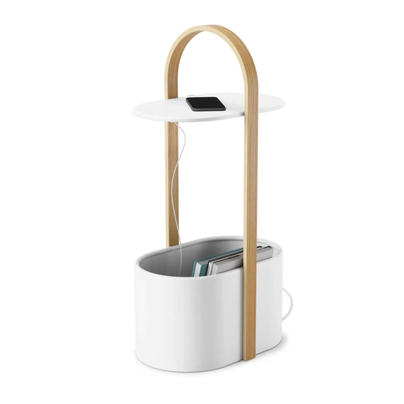 umbra bellwood white side table with storage cable management