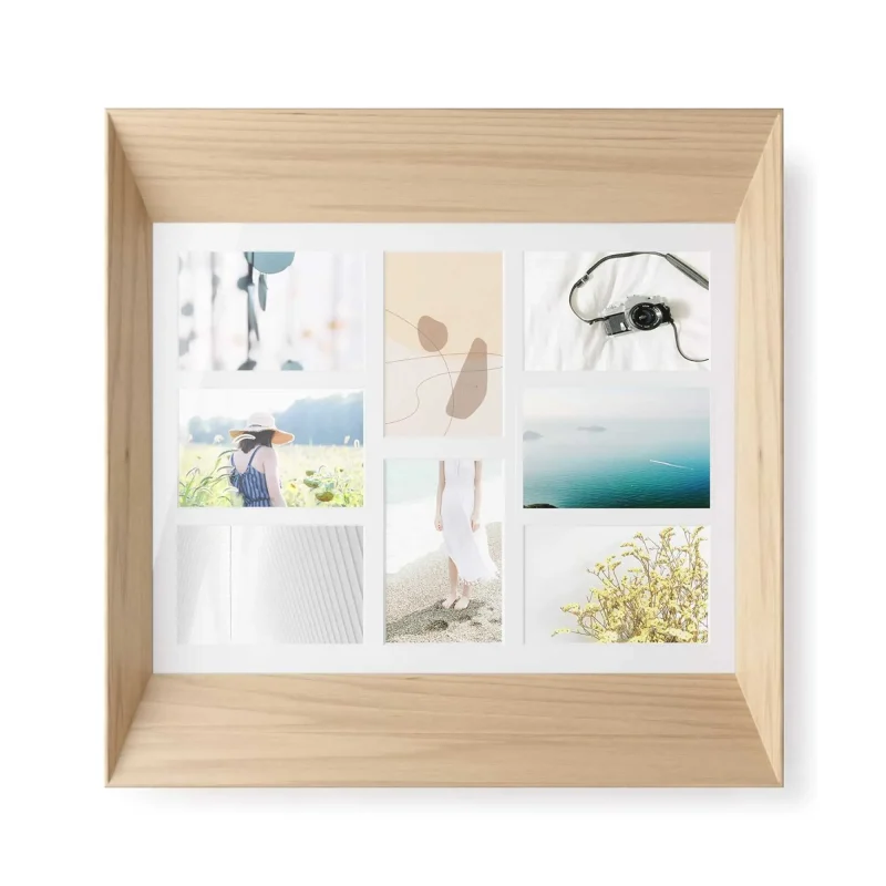 umbra paulownia wood wall frame kit for 8 photos 10x15 cm