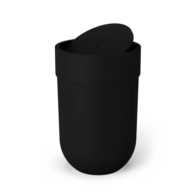 umbra touch bin with lid black easy open space saving