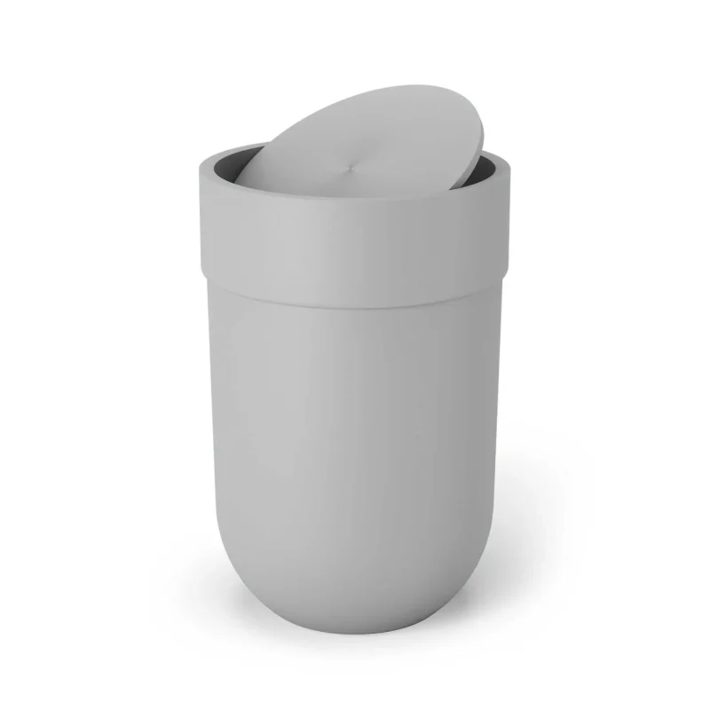 umbra touch grey waste can with lid simple returns