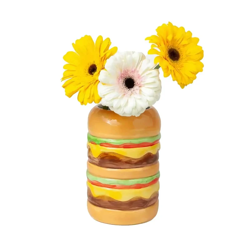 vibrant fast food burger vase unique home decor