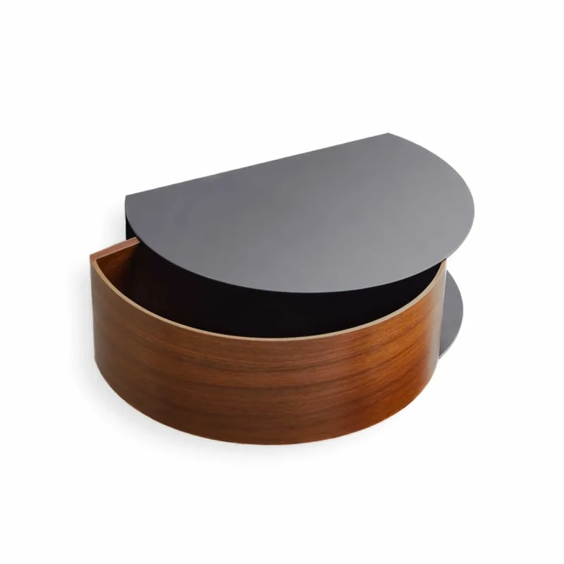 wallie walnut black floating wall shelf