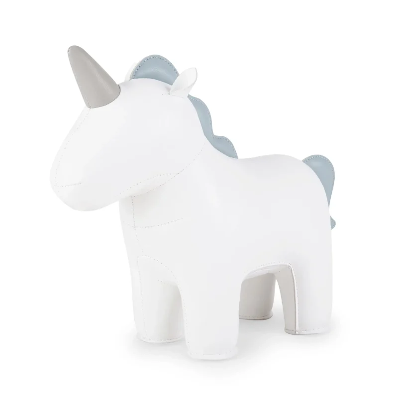 white smoky blue zuny unicorn bookend nico